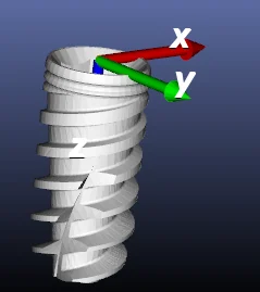 The implant coordinate system