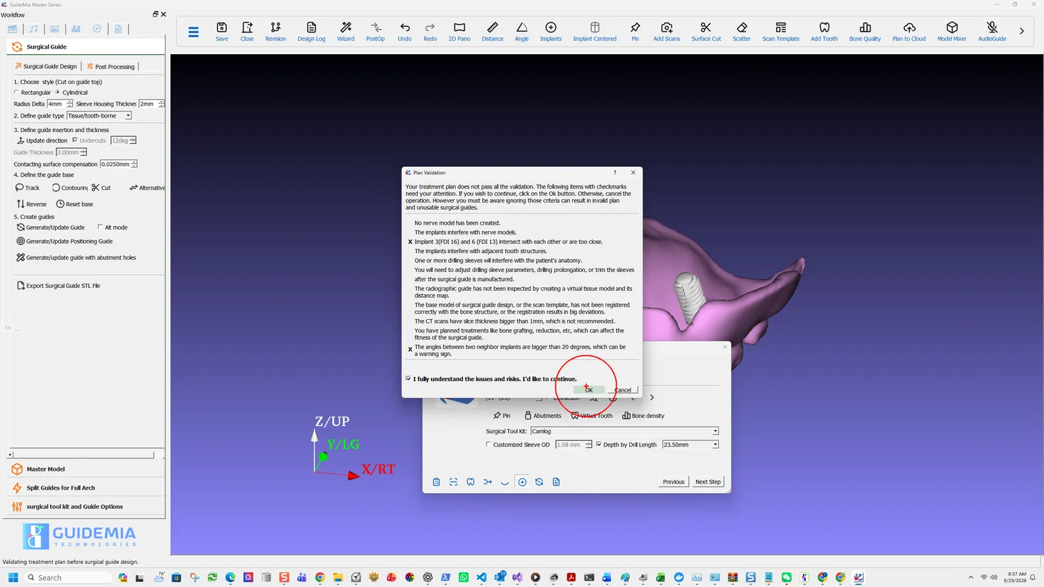The Plan Validation dialog