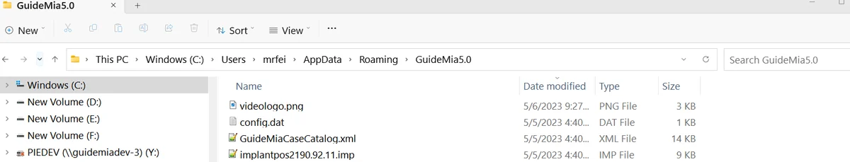 The GuideMia5.0 application data folder