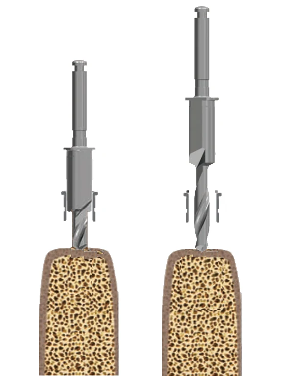 A drill is guided only once its guiding cylinder is inside the sleeve